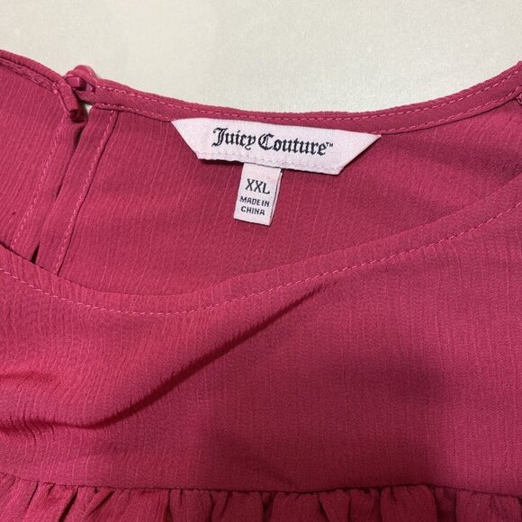 JUICY COUTURE Tunic Top Women's Blouse Long Sleeve Semi Sheer Red Size XXL - Picture 4 of 9